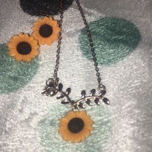 sunflower necklace with earrings